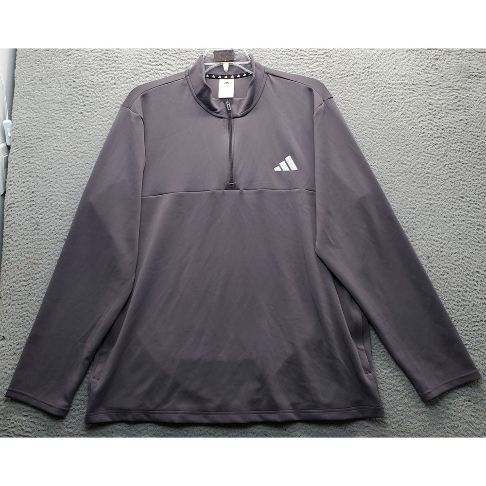 Adidas 1/4 Zip Pullover Mens XL Gray Stretch Athletic Long Sleeve Mock Neck EUC